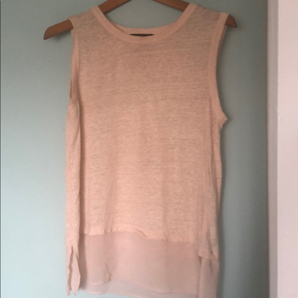 Summer sheer dusty pink linen top